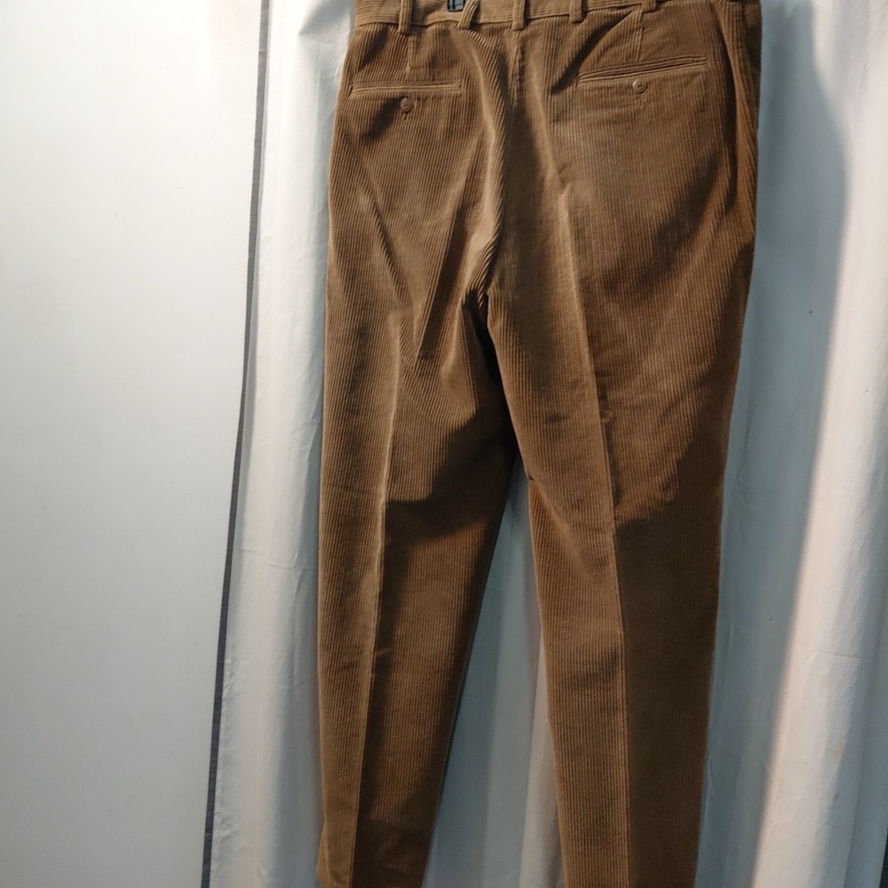 90's Jos. A Bank Wide Whale Corduroy Brown Flat Front Classic Trouser Pant 38x32 - Picture 2 of 8